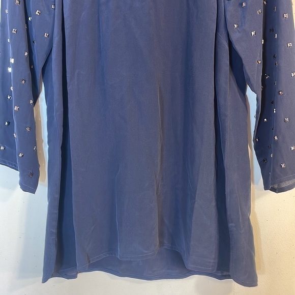 NWT. Club Monaco Small Kiki Silk Top With Hand Studded Chemise Eclipse Marine. - Picture 4 of 10